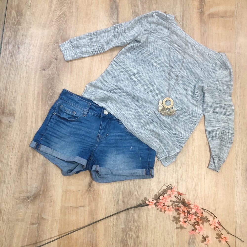 The Limited Low Back 3/4 Sleeve Sweater Gray XS